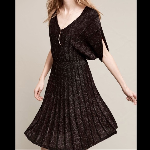 Anthropologie Dresses & Skirts - Knitted Knotted Metallic Pleated Sweater Dress M